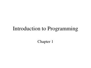 Introduction to Programming
