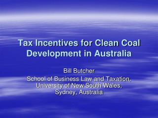 Tax Incentives for Clean Coal Development in Australia