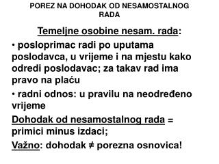 POREZ NA DOHODAK OD NESAMOSTALNOG RADA