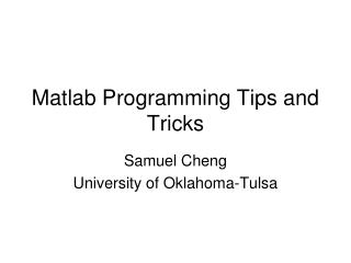 Matlab Programming Tips and Tricks