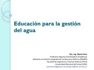 Educación para la gestión del agua