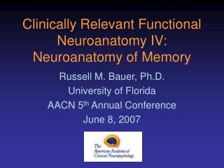 Clinically Relevant Functional Neuroanatomy IV: Neuroanatomy of Memory