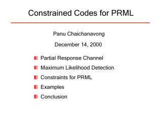 Constrained Codes for PRML