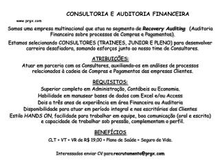 CONSULTORIA E AUDITORIA FINANCEIRA