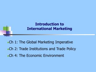 Introduction to International Marketing