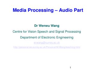 Media Processing – Audio Part