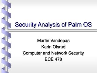 Security Analysis of Palm OS