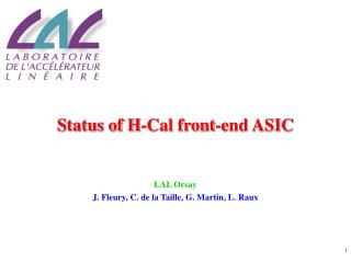 Status of H-Cal front-end ASIC