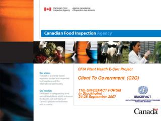 CFIA Plant Health E-Cert Project Client To Government (C2G)