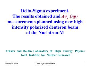 Veksler and Baldin Laboratory of High Energy Physics