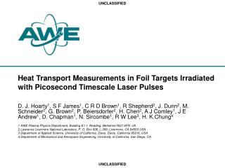 Heat Transport Measurements in Foil Targets Irradiated with Picosecond Timescale Laser Pulses