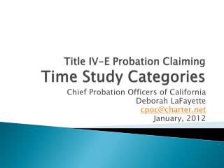 Title IV-E Probation Claiming Time Study Categories