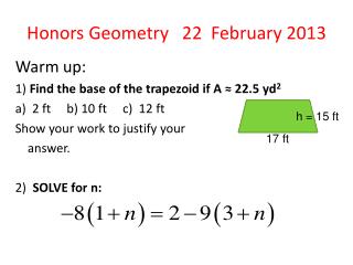 Honors Geometry 22 February 2013