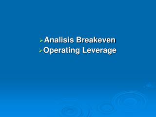 Analisis Breakeven Operating Leverage