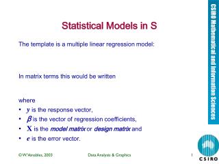 Statistical Models in S