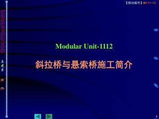Modular Unit-1112 斜拉桥与悬索桥施工简介