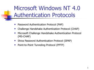 Microsoft Windows NT 4.0 Authentication Protocols