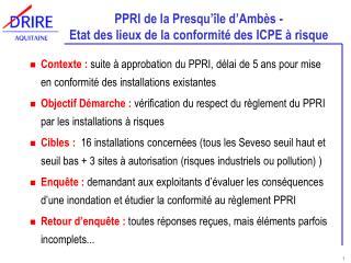PPRI de la Presqu’île d’Ambès - Etat des lieux de la conformité des ICPE à risque