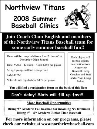 Northview Titans 2008 Summer Baseball Clinics