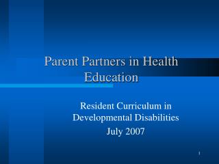 Parent Partners in Health Education