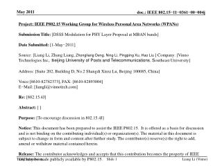 Project: IEEE P802.15 Working Group for Wireless Personal Area Networks (WPANs)