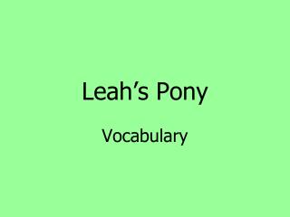 Leah’s Pony