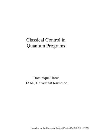 Classical Control in Quantum Programs