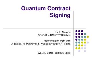 Quantum Contract Signing