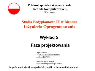 Studia Podyplomowe IT w Biznesie Inżynieria Oprogramowania