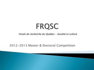 FRQSC Fonds de recherche du Québec - Société et culture