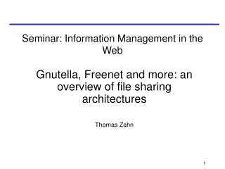 Seminar: Information Management in the Web