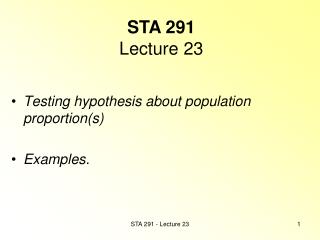 STA 291 Lecture 23