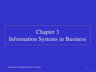 Chapter 3 Information Systems in Business