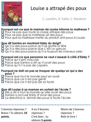 Louise a attrapé des poux