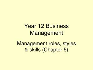 Year 12 Business Management