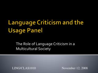 Language Criticism and the Usage Panel