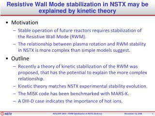 Resistive Wall Mode stabilization in NSTX may be explained by kinetic theory