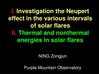 NING Zongjun Purple Mountain Observatory
