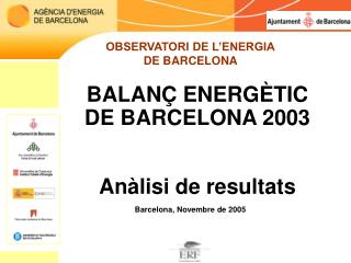 BALANÇ ENERGÈTIC DE BARCELONA 2003 Anàlisi de resultats