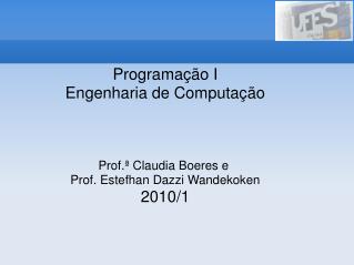 Programação I Engenharia de Computação Prof.ª Claudia Boeres e Prof. Estefhan Dazzi Wandekoken