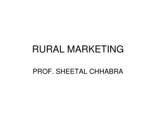 RURAL MARKETING