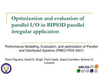Optimization and evaluation of parallel I/O in BIPS3D parallel irregular application