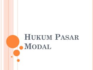 Hukum Pasar Modal