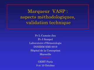 Marqueur VASP : aspects méthodologiques, validation technique