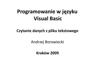 Programowanie w języku Visual Basic