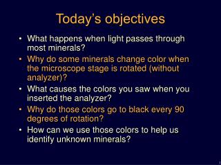 Today’s objectives