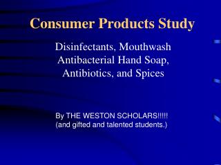 Consumer Products Study