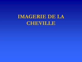 IMAGERIE DE LA CHEVILLE