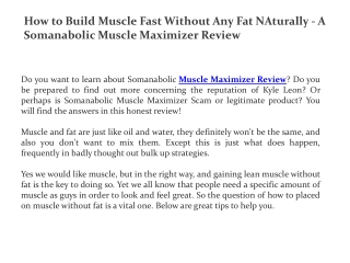 Somanabolic Muscle Maximizer Review