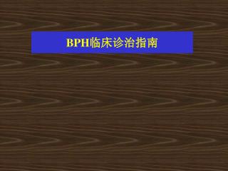 BPH 临床诊治指南